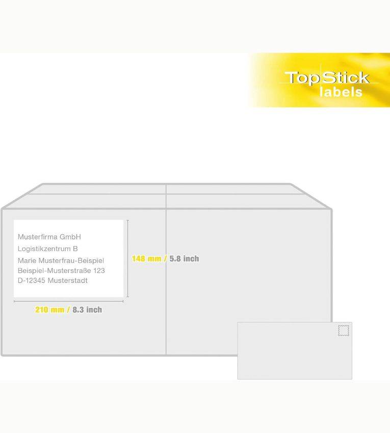 TOP STICK Etiquette universelle, 210x148 mm, blanc, 4 par feuille, A4, 200